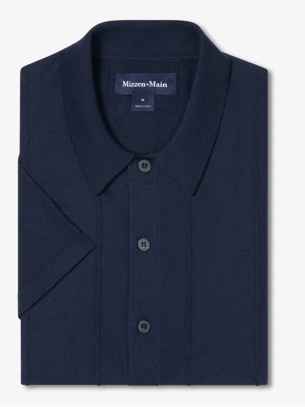 Mizzen Main Ashe Short Sleeve Navy Button Down Sweater